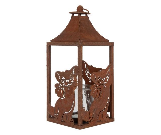 Felinar metal maro Pisicuta 15x15x37 cm