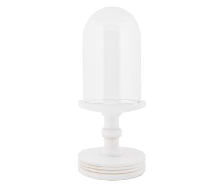 Decorative Glass and Wood Plate White Ø 17x40 cm