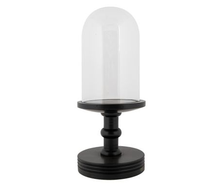 Decorative Glass and Black Wood Plate Ø 17x40 cm