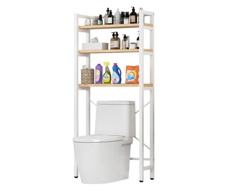 Nadgradna polica iznad WC-a, prirodni hrast, bijela Balram 63x27,5x155 cm