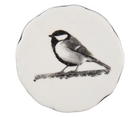 Комплект от 2 бели и сиви керамични дръжки за мебели във формата на птици, Ø 4x3 см