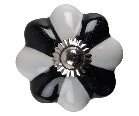 Komplet 2 keramičnih gumbov za pohištvo, črna, siva, srebrna, Ø 4x3 cm