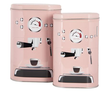 Комплект от 2 многоцветни метални кутии за кафе, 13x9x20 см, 11x7x18 см