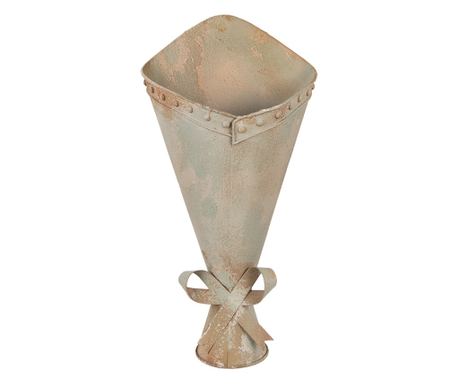 Vaza flori metal bej verde vintage 31x23x32 cm