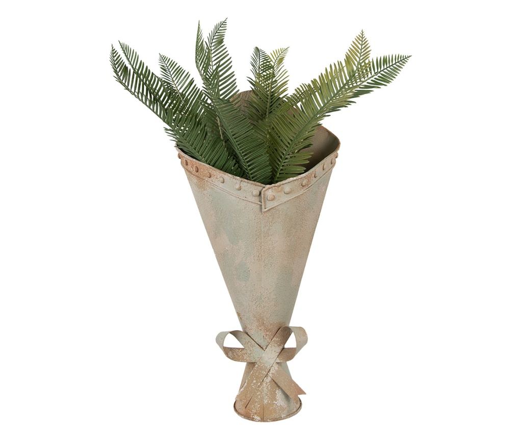 Vaza flori metal bej verde vintage 31x23x32 cm - 4