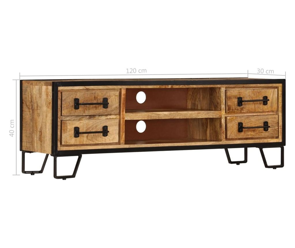 Comodă TV cu sertare, 120 x 30 x 40 cm, lemn masiv de mango - 12