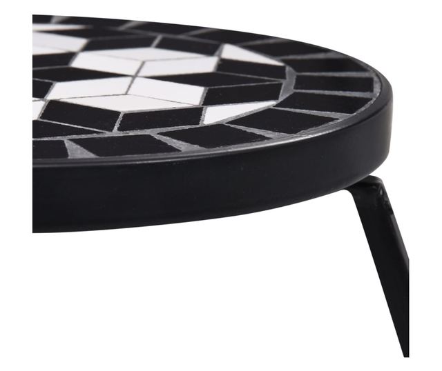 Mozaikni stolovi, 3 kom., crno-bijeli, keramika