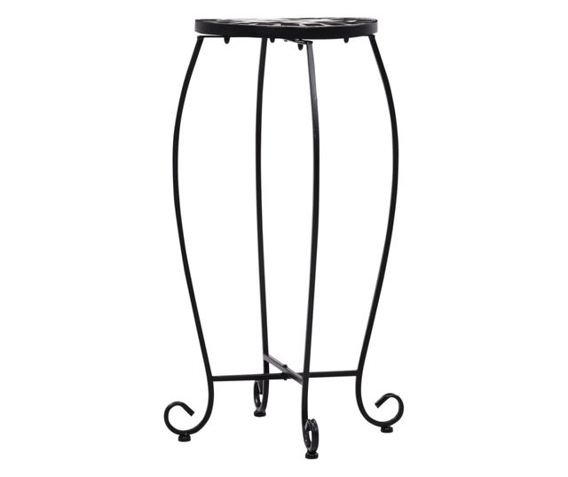 Mozaikni stolovi, 3 kom., crno-bijeli, keramika