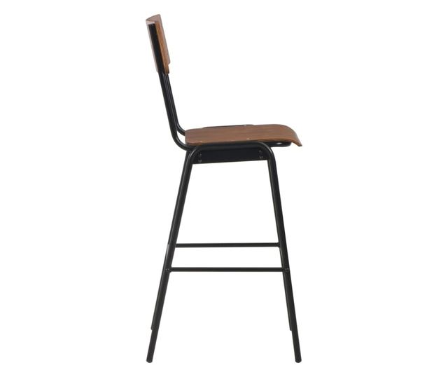 Barski stoli, 2 kosa, rjavi, masivni vezani les, jeklo