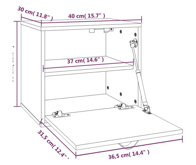Omarica, črna, 40x30x35 cm, masivni borov les