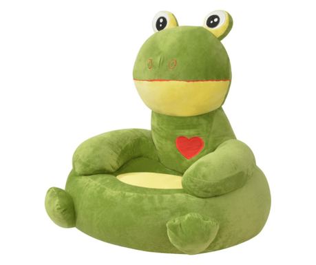 Dětská plyšová židle, model žába, zelená