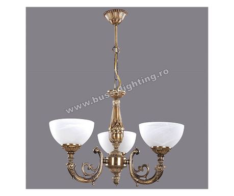 Polen csillár 3 karral, klasszikus dizájn, antikolt bronz bevonat, fehér lámpaernyő - Bussy Lighting 7179-52-03B