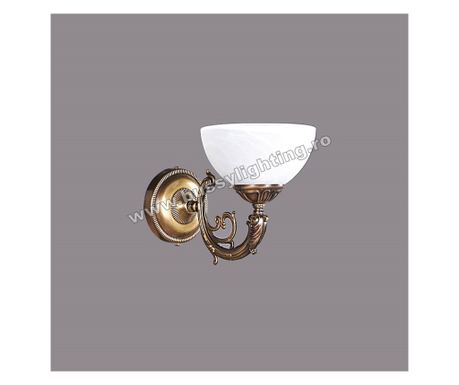 Polo fali lámpa 1 karral, klasszikus dizájn, antikolt bronz bevonat, fehér lámpabúra - Bussy Lighting 7192-52-19