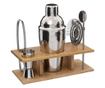 Set bar Riga, shaker, suport lemn mango, 4 ustensile bar inox thumbnail 1