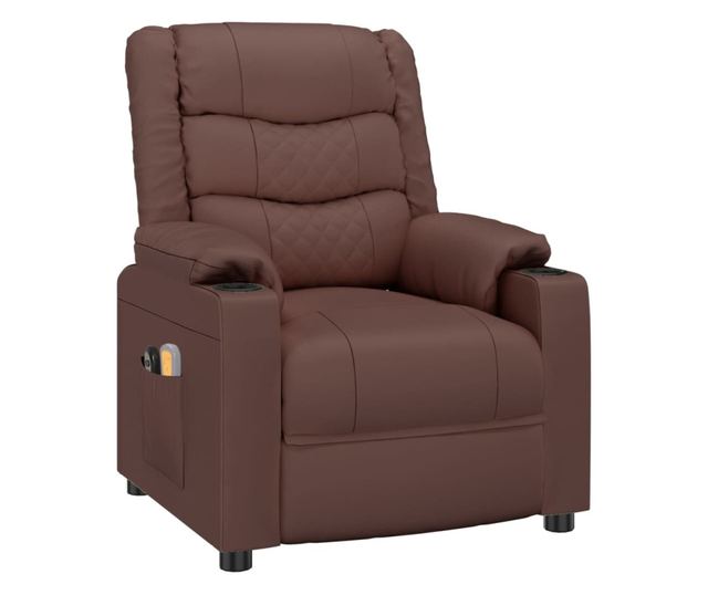 Električna masažna fotelja, smeđa, ekološka koža