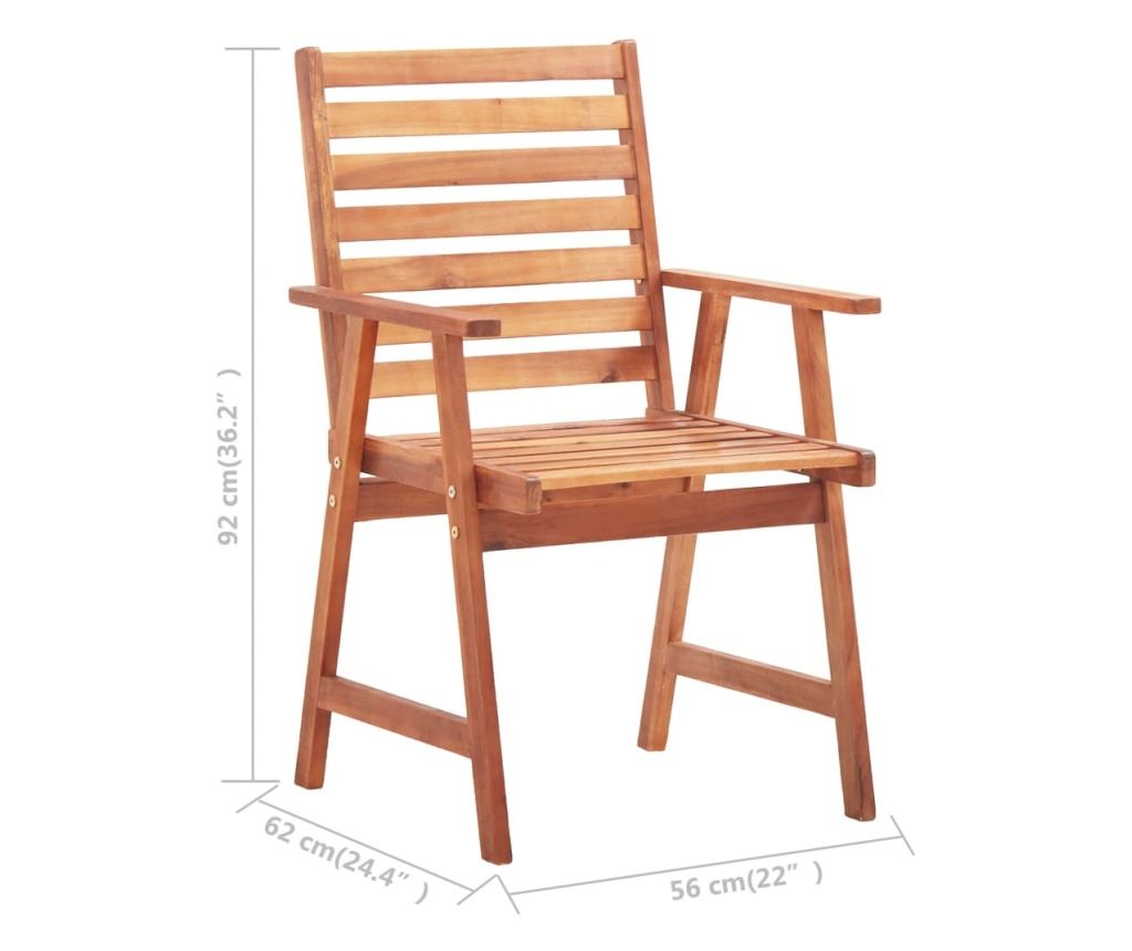 Външни столове с възглавници, 3 бр., Масивна акациева дървесина - 11