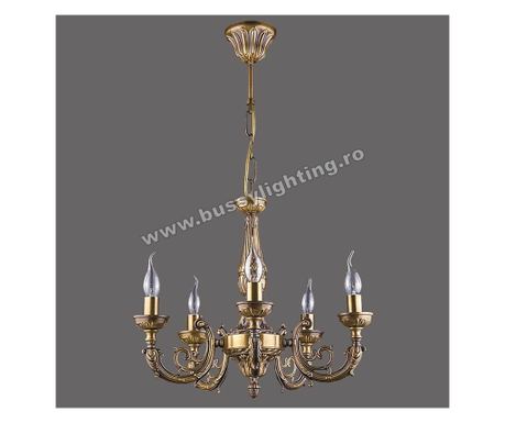 Roma csillár 5 karral, klasszikus design, antikolt bronz bevonat - Bussy Lighting 7195-52-05