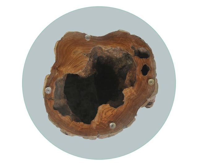 Stolić za kavu, tikovina i staklo, 50 x 40 cm