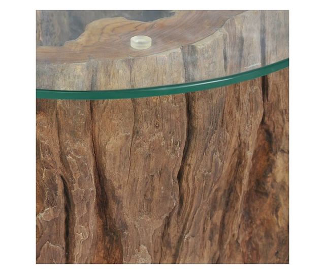 Stolić za kavu, tikovina i staklo, 50 x 40 cm