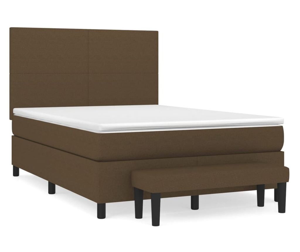 Боксспринг легло с матрак, тъмнокафяво, 140x200 см, текстил - 2