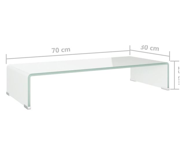 Stalak za TV/stakleni monitor, bijeli, 70x30x13 cm