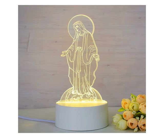 Lampa veghe 3D crestina, acril, alimentare USB