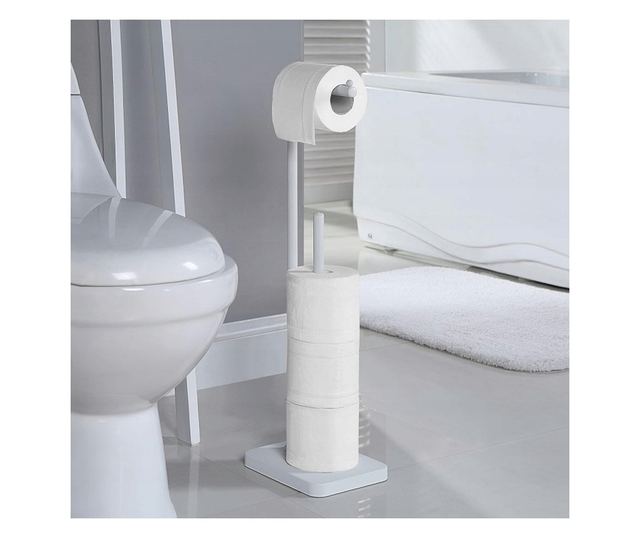 Suport hartie igienica Kinghoff KH 1750, Bambus, 19x71cm, Pentru 5 rulouri, Alb