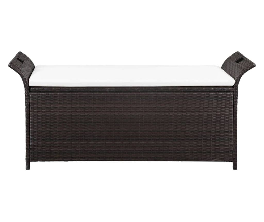 Skladišna klupa s jastukom, smeđa, 138 cm, poliratan - 2
