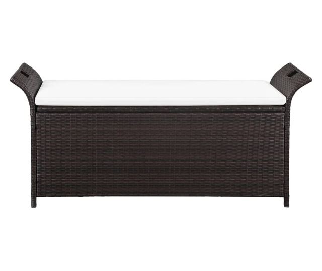 Skladišna klupa s jastukom, smeđa, 138 cm, poliratan