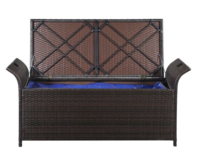 Skladišna klupa s jastukom, smeđa, 138 cm, poliratan