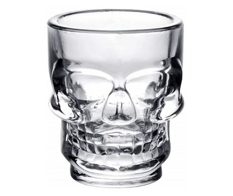 Комплект от 6 стъклени чаши Pufo, С форма на череп, За шотове, 50 мл
