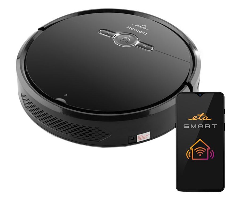 Прахосмукачка робот и моп ETA Rondo 1244 90000 черна, Wi-Fi, литиево ...