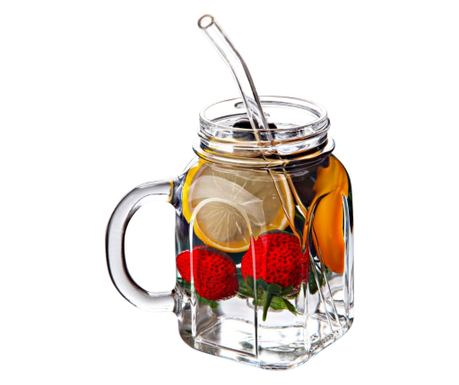 GinzaMaison 2 darabos, fogantyús, üveg alakú pohár készlet limonádéhoz, üdítőkhöz, koktélokhoz, sörcsészéhez