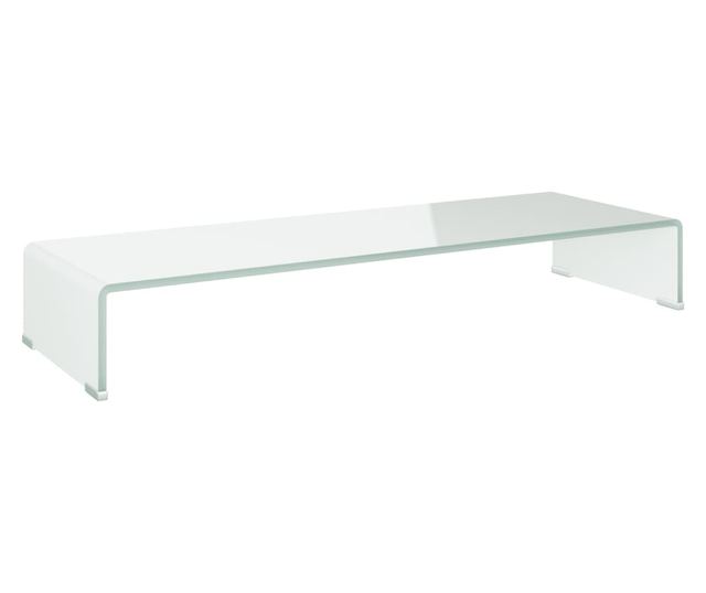 Staklo stalak za TV/monitor, bijelo, 90x30x13 cm