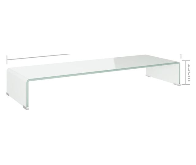 Staklo stalak za TV/monitor, bijelo, 90x30x13 cm
