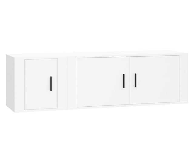 Zestaw szafki TV, 2 części, biały, drewno przetworzone