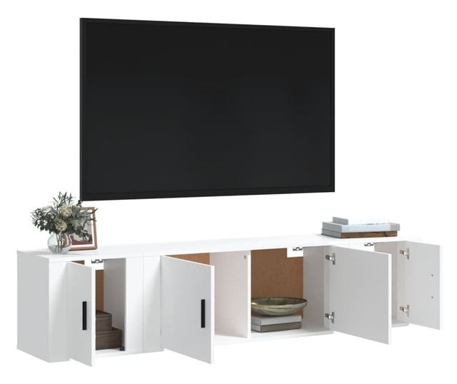 Zestaw szafki TV, 6 części, biały, drewno przetworzone