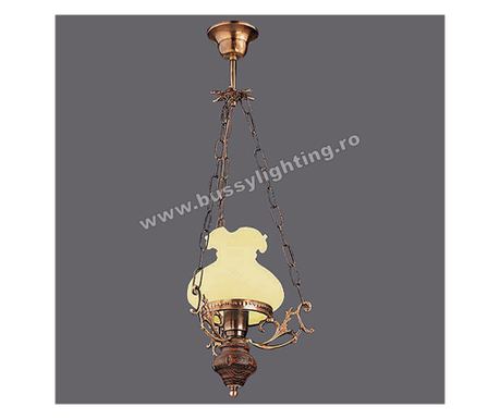 Aladdin csillár, átmérő 25 cm, rusztikus, antikolt bronz, fa, krém színű lámpaernyő - Bussy Lighting 2006-62-12A