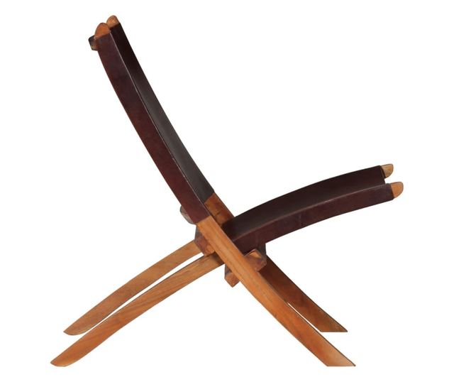 Sklopiva opuštajuća stolica, smeđa, prirodna koža