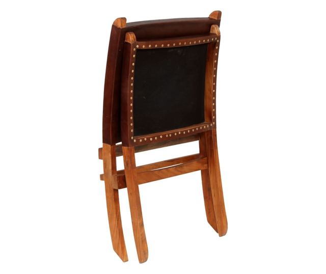 Sklopiva opuštajuća stolica, smeđa, prirodna koža