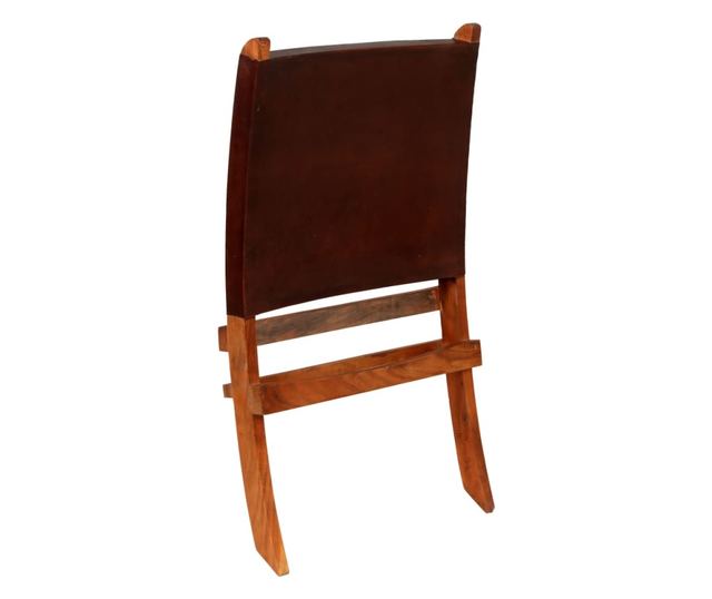 Sklopiva opuštajuća stolica, smeđa, prirodna koža