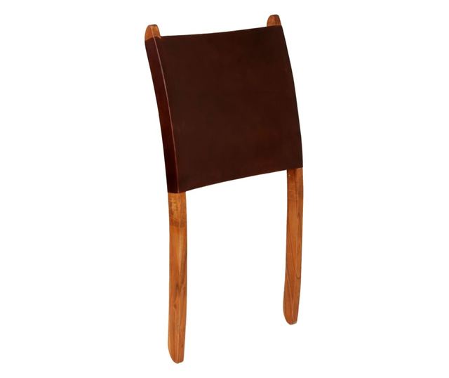 Sklopiva opuštajuća stolica, smeđa, prirodna koža