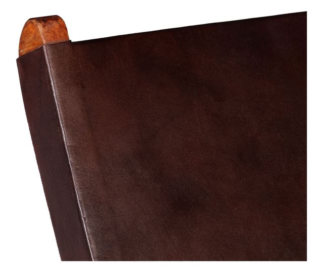 Sklopiva opuštajuća stolica, smeđa, prirodna koža