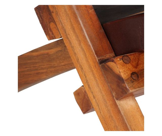 Sklopiva opuštajuća stolica, smeđa, prirodna koža