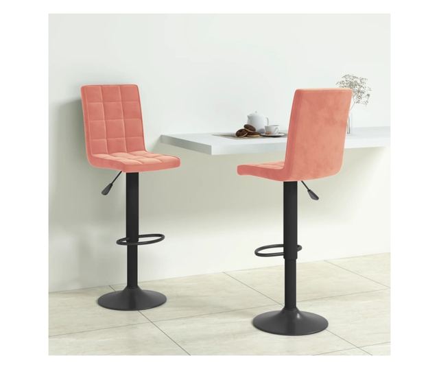 Barski stoli, 2 kosa, roza, žamet
