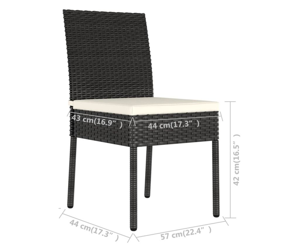 Set vrtnega pohištva, 7 kosov, črna, poliratan - 12