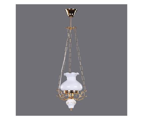 Aladdin csillár, 25 cm átmérőjű, rusztikus, arany színű, fehér búra - Bussy Lighting 2006-68-12B