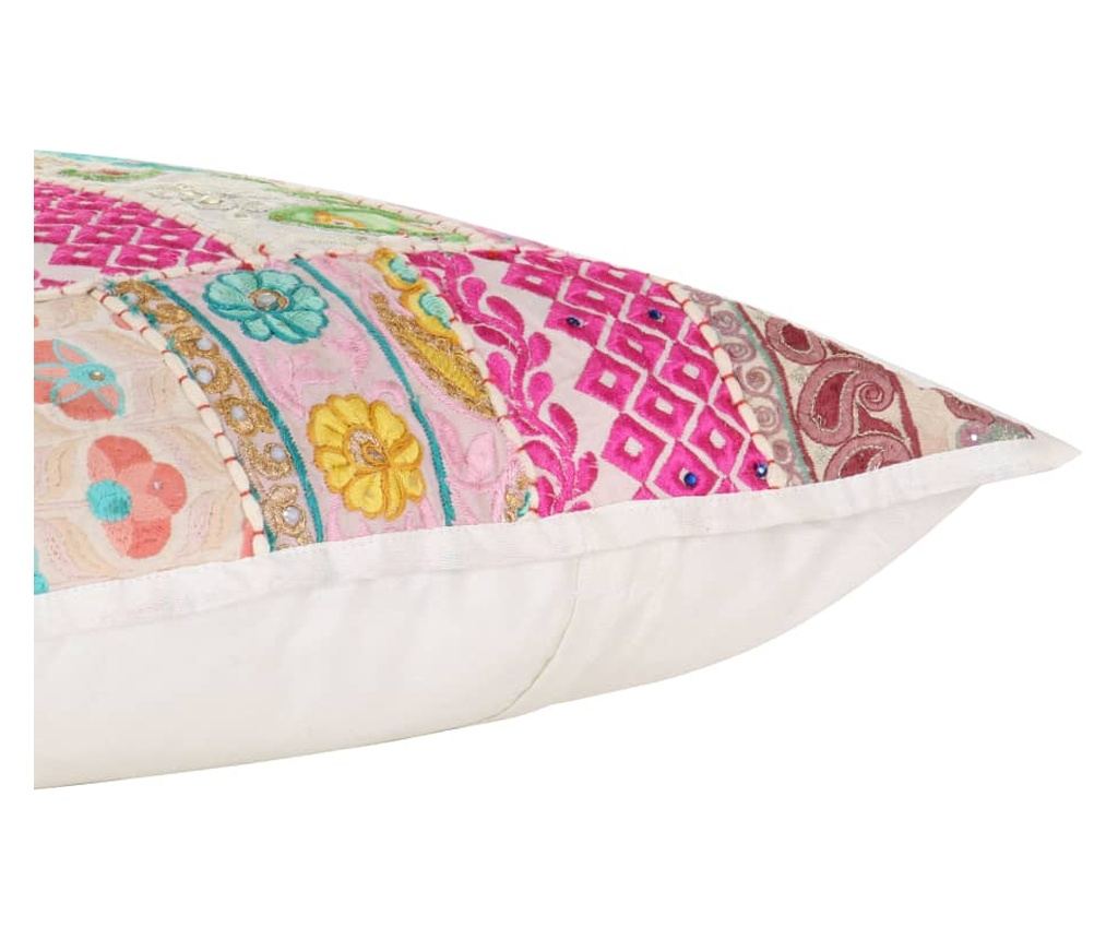 Set ukrasnih jastuka s patchwork uzorkom, 2 kom, crvena/bež, 45x45 cm, ručno izrađeno - 3