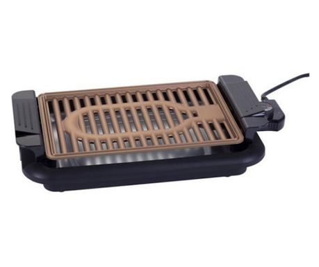 Oliver Voltz OV51015P Ψησταριά χωρίς καπνό, 1200W, 30x21 cm, Θερμοστάτης, Αντικολλητική επίστρωση, Δίσκος συλλογής λίπους, Μαύρο