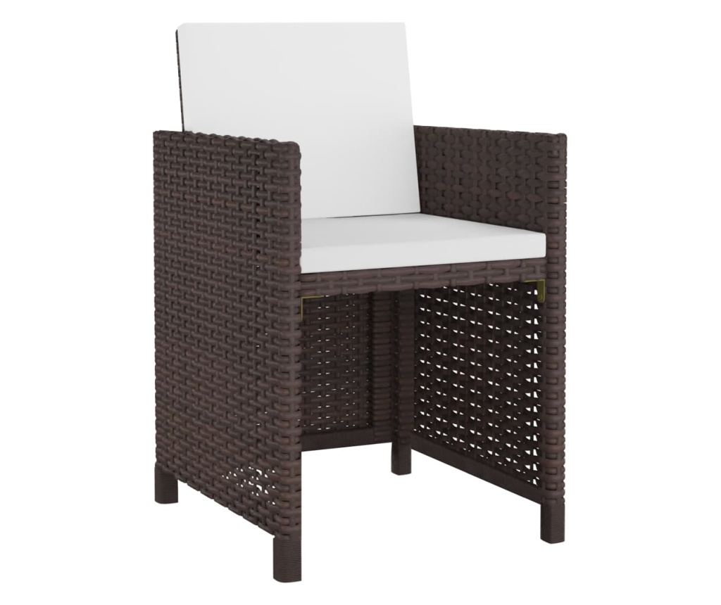 13-частичен комплект градински мебели с възглавници, кафяв, полиратан - 3